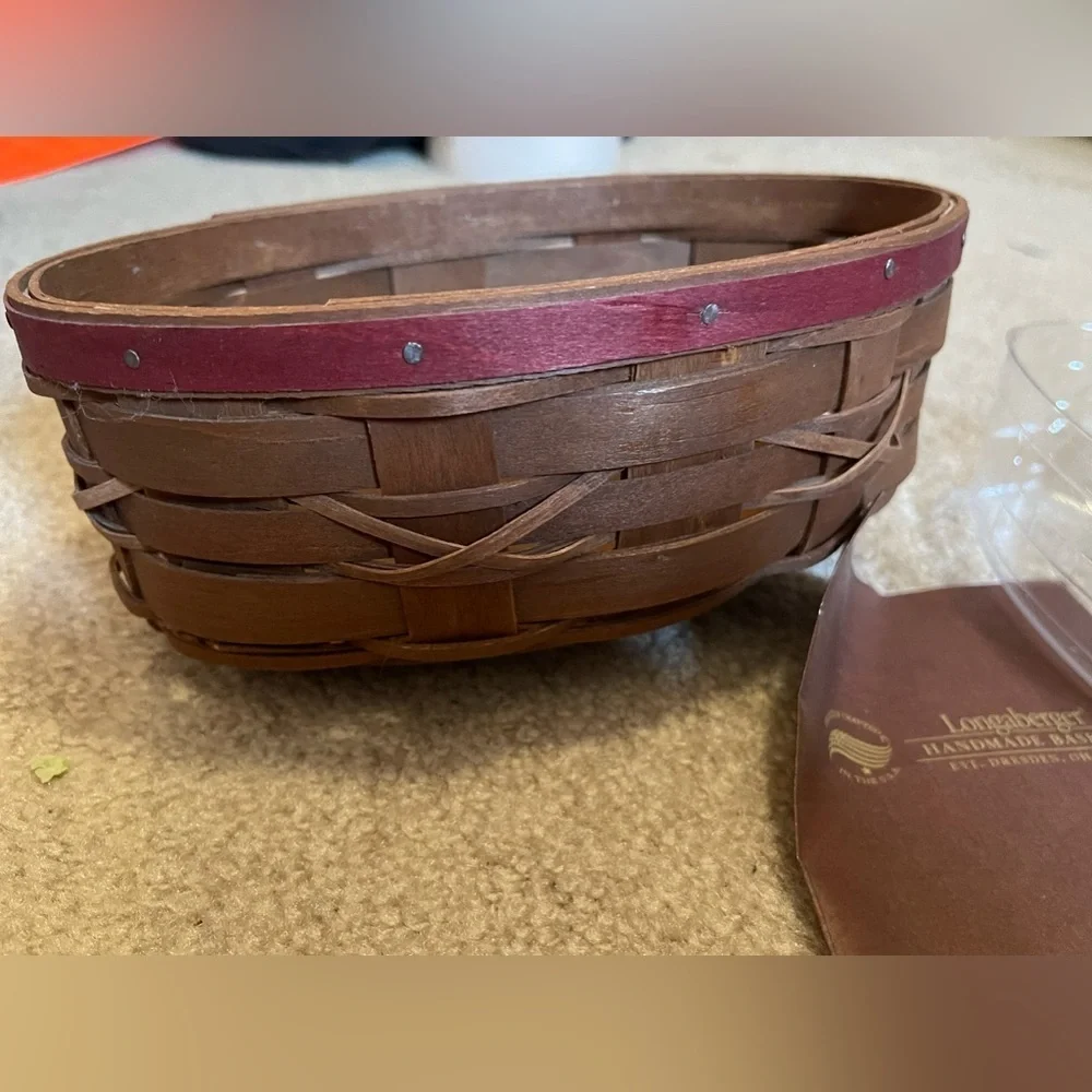 Longaberger 2008 Football Kickoff Basket with Plastic Protector With Red Stripe